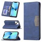 For iPhone 13 Magnetic Splicing Leather Phone Case(Blue) - 1