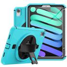 For iPad mini 6 Shockproof TPU + PC Tablet Case with Holder & Pen Slot & Shoulder Strap(Light Blue) - 1