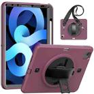 Shockproof TPU + PC Tablet Case with Holder & Pen Slot & Shoulder Strap For iPad iPad Air 2022 / 2020 10.9(Dark Rose Red) - 1