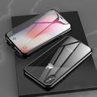 For iPhone XR Ultra Slim Double Sides Magnetic Adsorption Angular Frame Tempered Glass Magnet Flip Case(Black) - 1