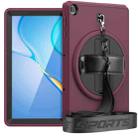 For Huawei Matepad T 10 / T 10S Shockproof TPU + PC Tablet Case with Holder & Pen Slot & Shoulder Strap(Dark Rose Red) - 1