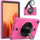 For Samsung Galaxy Tab A7 10.4 T500 / T505 Shockproof TPU + PC Tablet Case with Holder & Pen Slot & Shoulder Strap(Rose Red) - 1