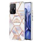 For Xiaomi Mi 11T / Mi 11T Pro Electroplating Splicing Marble Flower TPU Phone Case(Crown) - 1