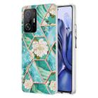 For Xiaomi Mi 11T / Mi 11T Pro Electroplating Splicing Marble Flower TPU Phone Case(Blue Flower) - 1