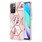 For Xiaomi Redmi 10 Electroplating Splicing Marble Flower TPU Phone Case(Pink Flower) - 1