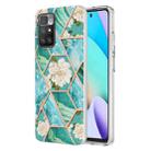 For Xiaomi Redmi 10 Electroplating Splicing Marble Flower TPU Phone Case(Blue Flower) - 1