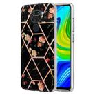 For Xiaomi Redmi Note 9 / 10X 4G Electroplating Splicing Marble Flower TPU Phone Case(Black Flower) - 1