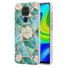 For Xiaomi Redmi Note 9 / 10X 4G Electroplating Splicing Marble Flower TPU Phone Case(Blue Flower) - 1