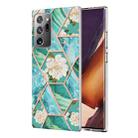 For Samsung Galaxy Note20 Ultra Electroplating Splicing Marble Flower TPU Phone Case(Blue Flower) - 1