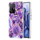 For Xiaomi Mi 11T / Mi 11T Pro Electroplating Splicing Marble TPU Phone Case(Dark Purple) - 1