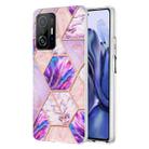 For Xiaomi Mi 11T / Mi 11T Pro Electroplating Splicing Marble TPU Phone Case(Light Purple) - 1