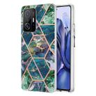 For Xiaomi Mi 11T / Mi 11T Pro Electroplating Splicing Marble TPU Phone Case(Blue Green) - 1