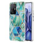 For Xiaomi Mi 11T / Mi 11T Pro Electroplating Splicing Marble TPU Phone Case(Green) - 1