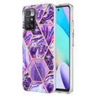 For Xiaomi Redmi 10 Electroplating Splicing Marble TPU Phone Case(Dark Purple) - 1