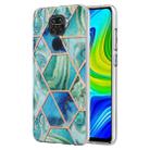 For Xiaomi Redmi Note 9 / 10X 4G Electroplating Splicing Marble TPU Phone Case(Green) - 1