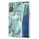 For Samsung Galaxy Note20 Electroplating Splicing Marble TPU Phone Case(Blue) - 1