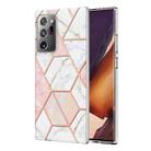 For Samsung Galaxy Note20 Ultra Electroplating Splicing Marble TPU Phone Case(Pink White) - 1