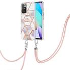 For Xiaomi Redmi 10 Electroplating Splicing Marble Flower TPU Phone Case with Lanyard(Crown) - 1