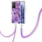 For Xiaomi Mi 11T / Mi 11T Pro Electroplating Splicing Marble TPU Phone Case with Lanyard(Dark Purple) - 1
