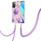 For Xiaomi Redmi 10 Electroplating Splicing Marble TPU Phone Case with Lanyard(Light Purple) - 1