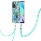 For Xiaomi Redmi 10 Electroplating Splicing Marble TPU Phone Case with Lanyard(Green) - 1