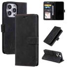 For iPhone 13 Pro Skin Feel Anti-theft Brush Horizontal Flip Leather Phone Case For iPhone13 Pro(Black) - 1