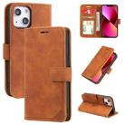 For iPhone 13 Skin Feel Anti-theft Brush Horizontal Flip Leather Phone Case For iPhone13(Brown) - 1