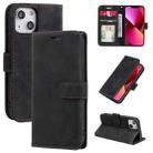 For iPhone 13 Skin Feel Anti-theft Brush Horizontal Flip Leather Phone Case For iPhone13(Black) - 1