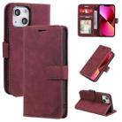 For iPhone 13 Skin Feel Anti-theft Brush Horizontal Flip Leather Phone Case For iPhone13(Red) - 1