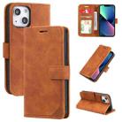 For iPhone 13 mini Skin Feel Anti-theft Brush Horizontal Flip Leather Phone Case For iPhone13 mini(Brown) - 1