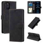 For iPhone 12 Pro Max Skin Feel Anti-theft Brush Horizontal Flip Leather Phone Case(Black) - 1