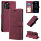 For iPhone 12 Pro Max Skin Feel Anti-theft Brush Horizontal Flip Leather Phone Case(Red) - 1