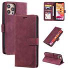 For iPhone 12 / 12 Pro Skin Feel Anti-theft Brush Horizontal Flip Leather Phone Case(Red) - 1