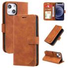 For iPhone 12 mini Skin Feel Anti-theft Brush Horizontal Flip Leather Phone Case (Brown) - 1