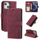 For iPhone 12 mini Skin Feel Anti-theft Brush Horizontal Flip Leather Phone Case (Red) - 1