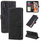 For iPhone XS Max Skin Feel Anti-theft Brush Horizontal Flip Leather Phone Case(Black) - 1