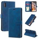 For iPhone XS Max Skin Feel Anti-theft Brush Horizontal Flip Leather Phone Case(Blue) - 1