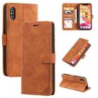 For iPhone X / XS Skin Feel Anti-theft Brush Horizontal Flip Leather Phone Case(Brown) - 1