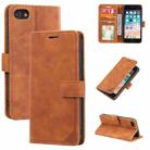 For iPhone SE 2022 / SE 2020 / 8 / 7 Skin Feel Anti-theft Brush Horizontal Flip Leather Phone Case(Brown) - 1