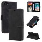 For iPhone SE 2022 / SE 2020 / 8 / 7 Skin Feel Anti-theft Brush Horizontal Flip Leather Phone Case(Black) - 1