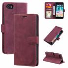 For iPhone SE 2022 / SE 2020 / 8 / 7 Skin Feel Anti-theft Brush Horizontal Flip Leather Phone Case(Red) - 1