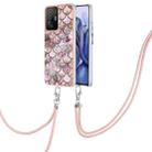 For Xiaomi Redmi 10 Electroplating IMD TPU Phone Case with Lanyard(Pink Scales) - 1