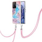 For Xiaomi Redmi 10 Electroplating IMD TPU Phone Case with Lanyard(Blue Marble) - 1