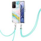 For Xiaomi Mi 11T / Mi 11T Pro Electroplating Marble IMD TPU Phone Case with Lanyard(Green 004) - 1