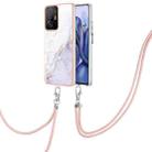 For Xiaomi Mi 11T / Mi 11T Pro Electroplating Marble IMD TPU Phone Case with Lanyard(White 006) - 1