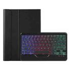 AHV7-BS Lambskin Texture Tri-color Backlight Bluetooth Keyboard Leather Tablet Case For Honor Tablet V7 Pro(Black) - 1
