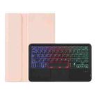 AHV7-AS Lambskin Texture Tri-color Backlight Bluetooth Keyboard Leather Tablet Case with Touchpad For Honor Tablet V7 Pro(Pink) - 1