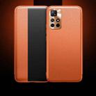 For Xiaomi Redmi Note 11 Magnetic Side Window View Shockproof Horizontal Flip Leather Phone Case(Orange) - 1