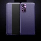 For Xiaomi Redmi Note 11 Magnetic Side Window View Shockproof Horizontal Flip Leather Phone Case(Purple) - 1