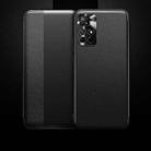 For Xiaomi Redmi Note 11 Magnetic Side Window View Shockproof Horizontal Flip Leather Phone Case(Black) - 1